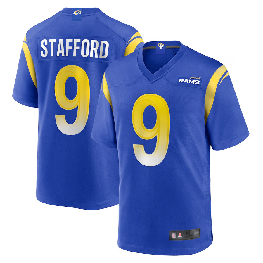 Pkot LA.Rams Home Game Football Jerseys - Royal - #9 Matthew Stafford Player Stitched Jerseys