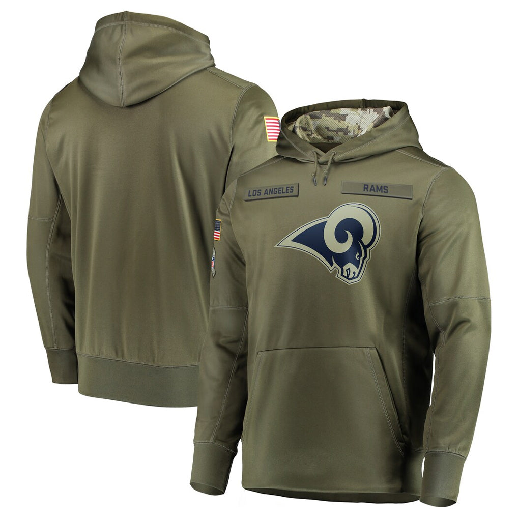 Yuxns LA.Rams Olive Salute to Service Pullover Hoodies Home Game Blank Player Stitched Jerseys