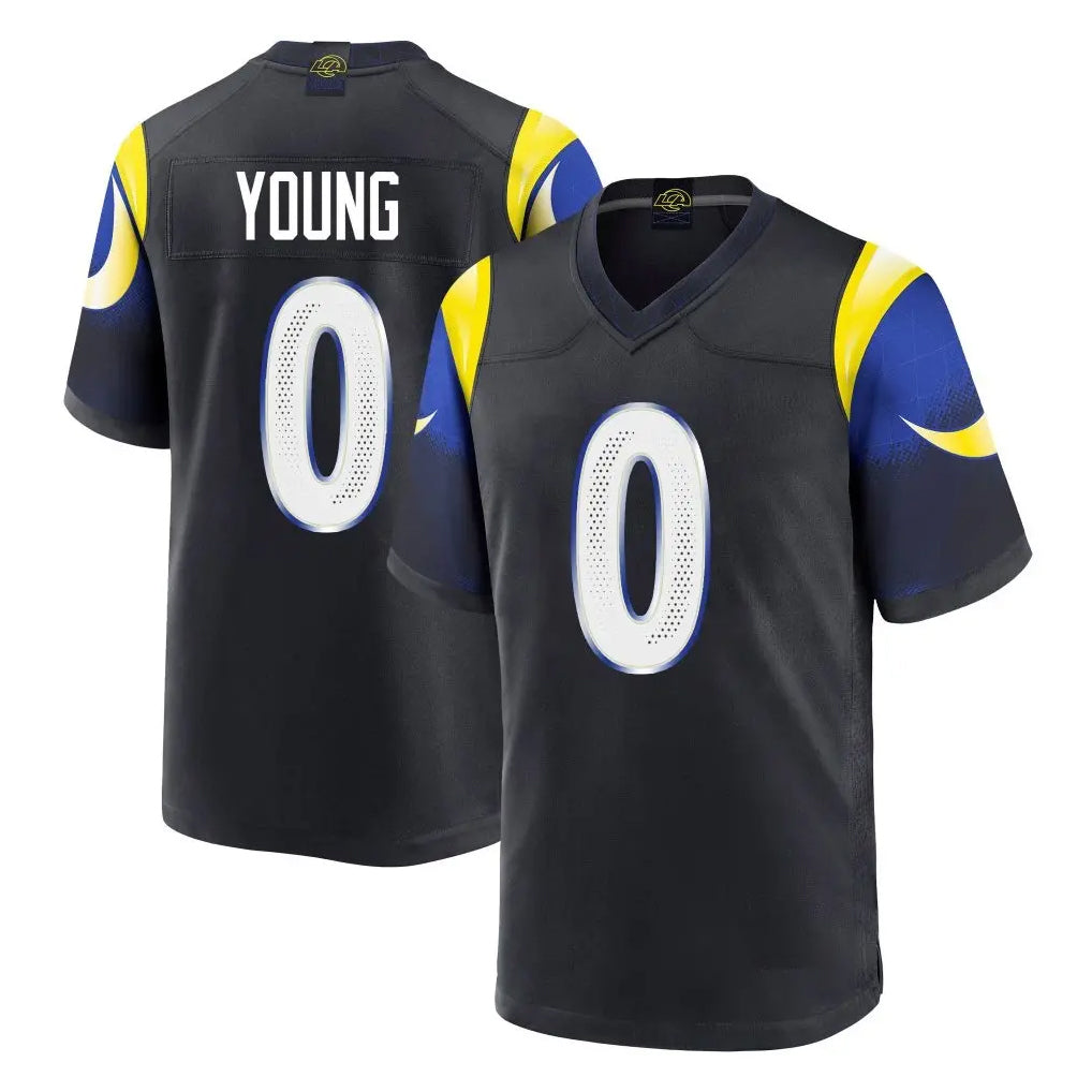 Yuxns LA.Rams #0 Byron Young Player Black Midnight Rivalries Collection Home Game Stitched Jerseys