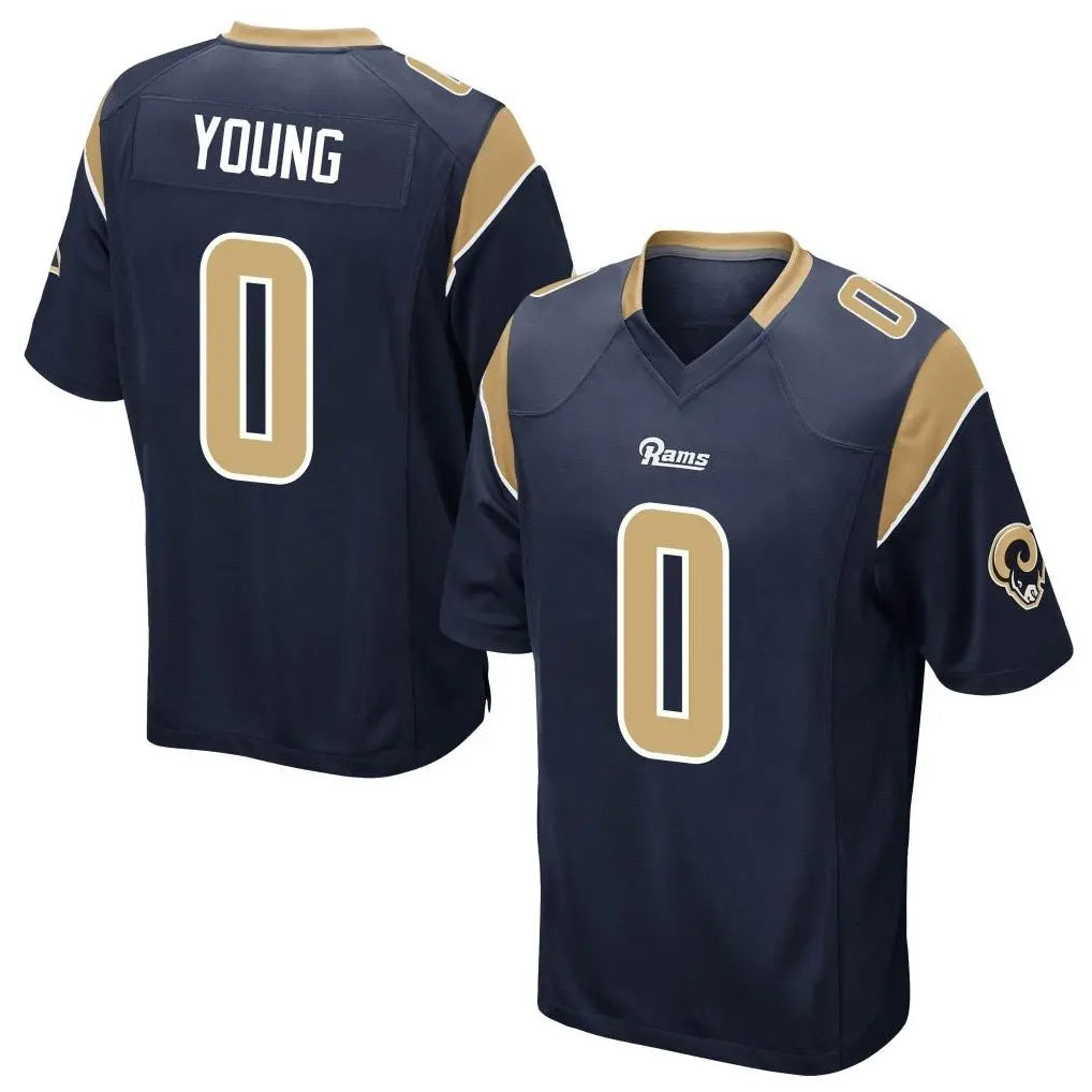 Yuxns LA.Rams #0 Byron Young Player Navy Home Game Stitched Jerseys