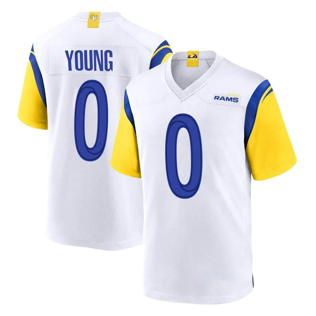 Yuxns LA.Rams #0 Byron Young Player White Home Game Stitched Jerseys