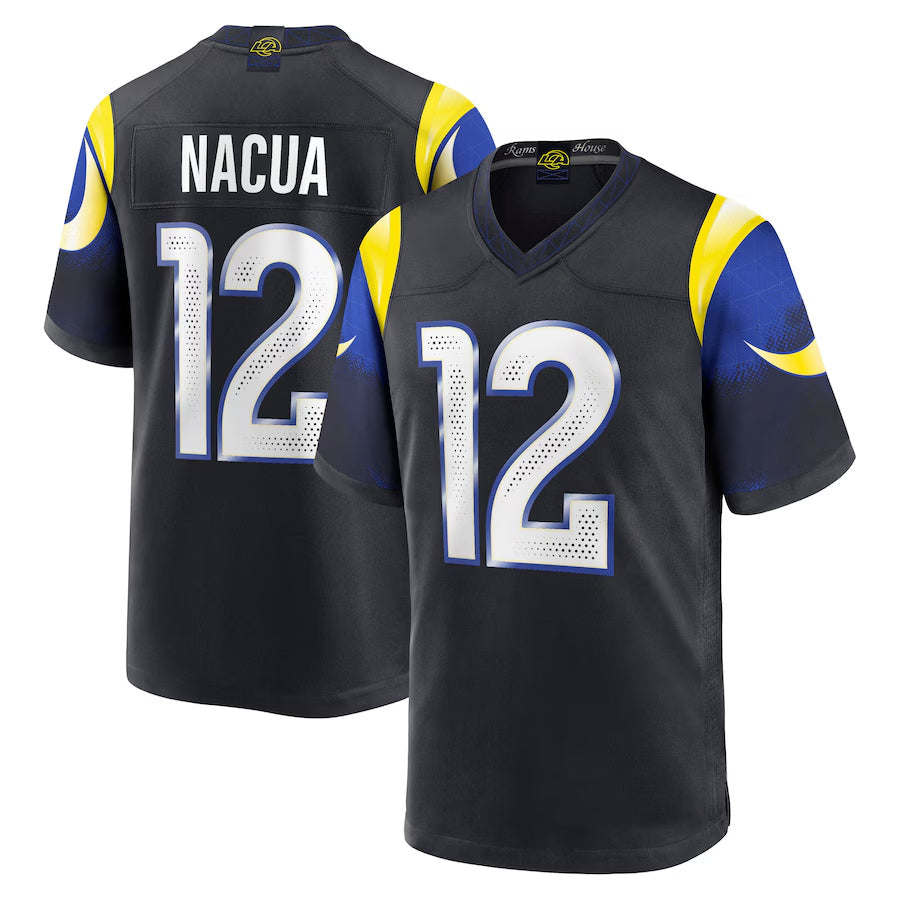 Yuxns LA.Rams #12 Puka Nacua Player Midnight Blue Rivalries Collection Game Stitched Jerseys