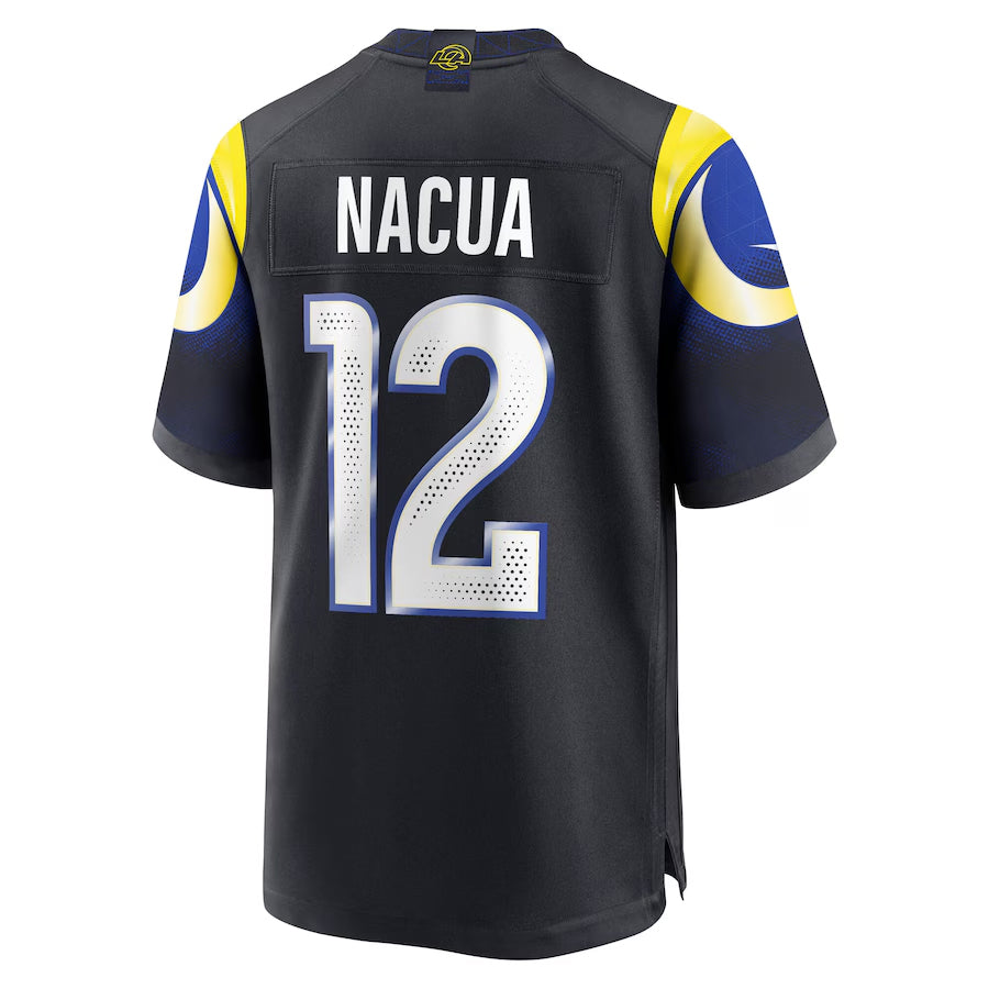 Pkot LA.Rams #12 Puka Nacua Player Midnight Blue Rivalries Collection Game Stitched Jerseys