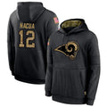 Yuxns LA.Rams #12 Puka Nacua Player Salute to Service Black Hoodies Stitched Jerseys