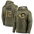 Yuxns LA.Rams #12 Puka Nacua Player Salute to Service Olive Hoodies Stitched Jerseys