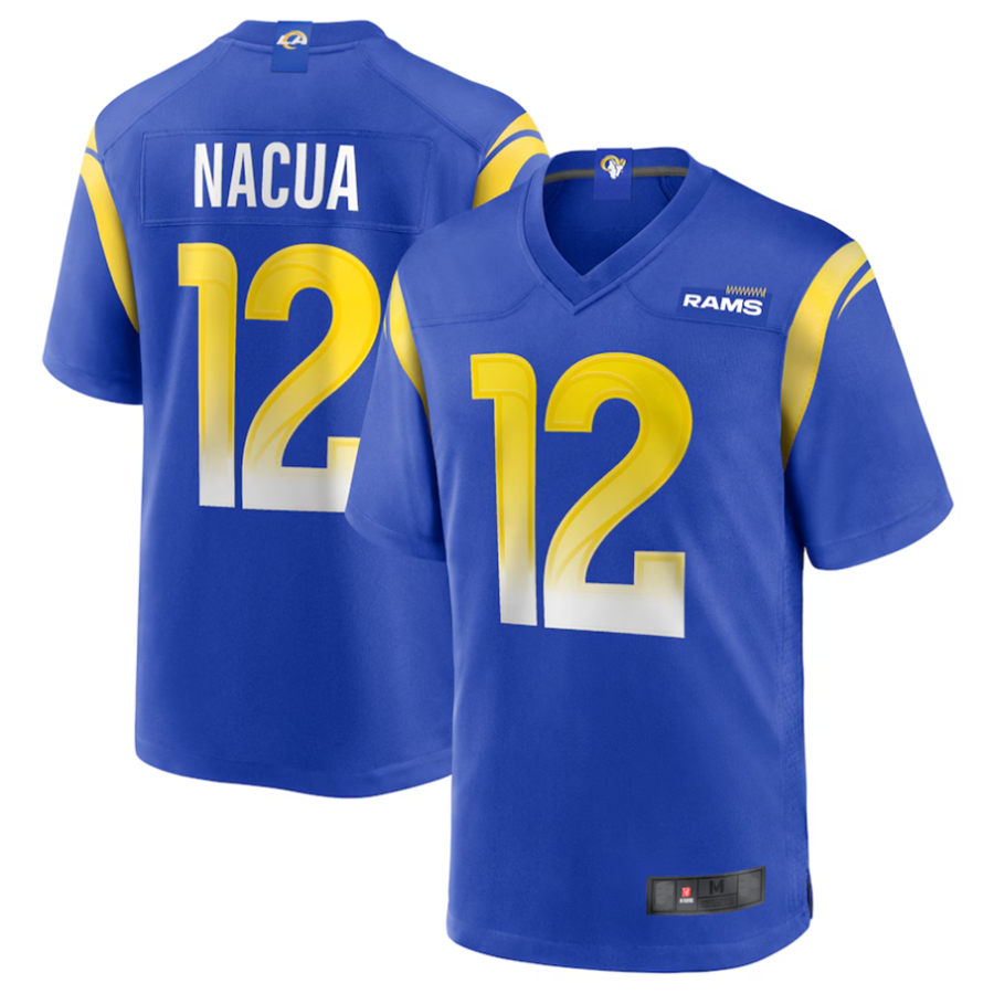 Pkot LA.Rams #12 Puka Nacua Royal Game Player Jersey American Stitched Jerseys