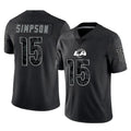 Yuxns LA.Rams #15 Ty Simpson Player Black Limited Reflective Home Game Stitched Jerseys