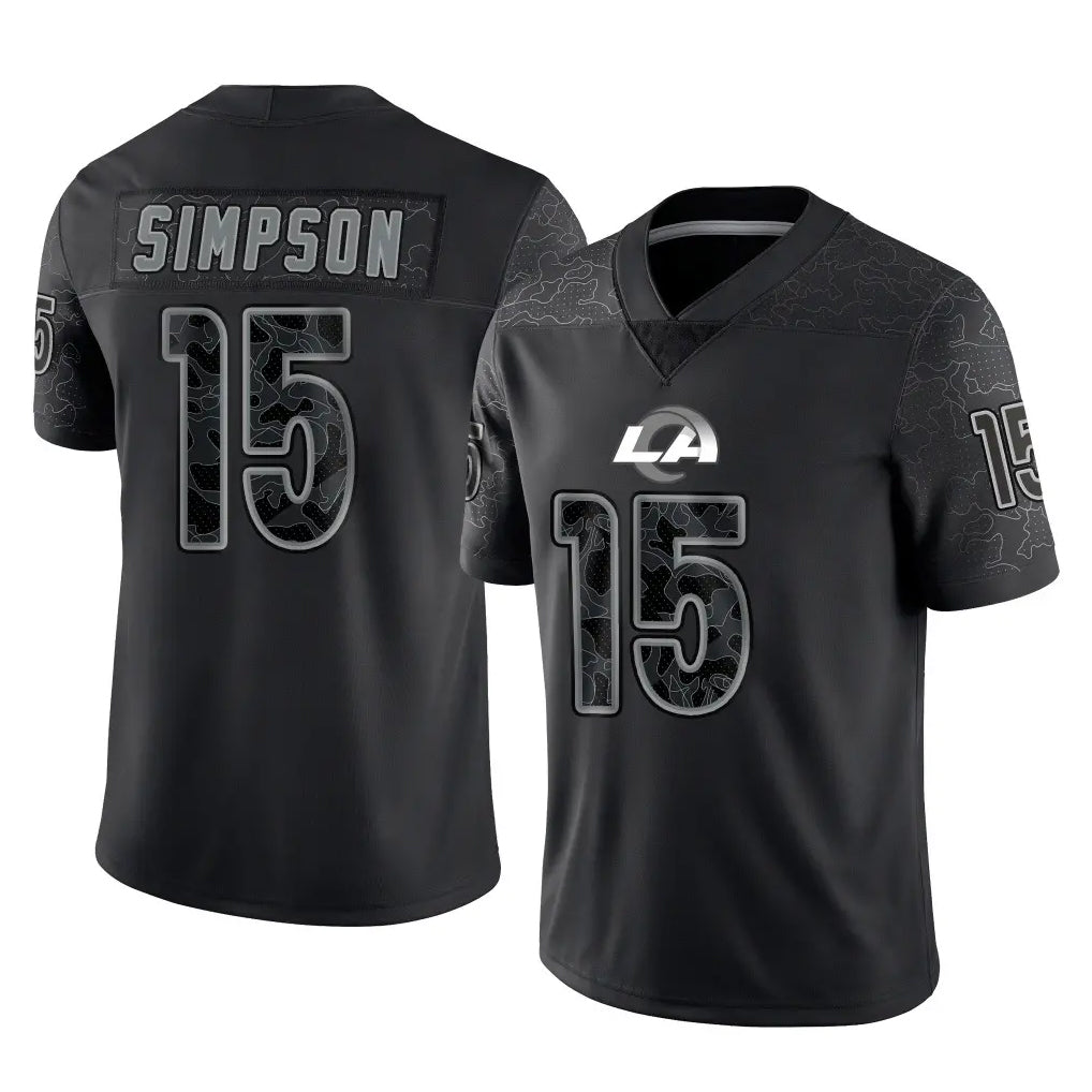 Yuxns LA.Rams #15 Ty Simpson Player Black Limited Reflective Home Game Stitched Jerseys
