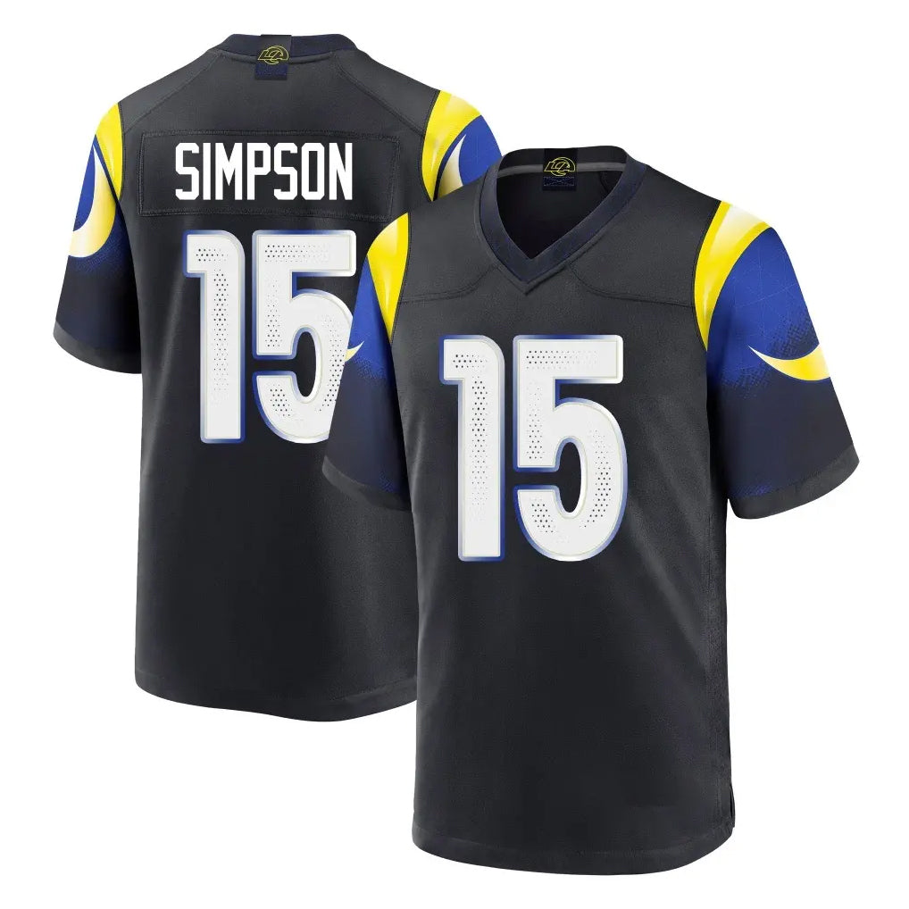 Yuxns LA.Rams #15 Ty Simpson Player Black Midnight Rivalries Collection Home Game Stitched Jerseys