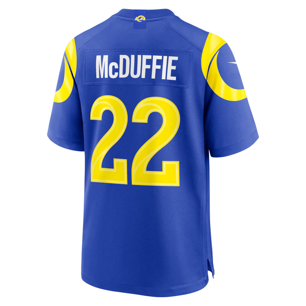 Pkot LA.Rams #22 Trent McDuffie Royal Team Game Player Stitched Jerseys