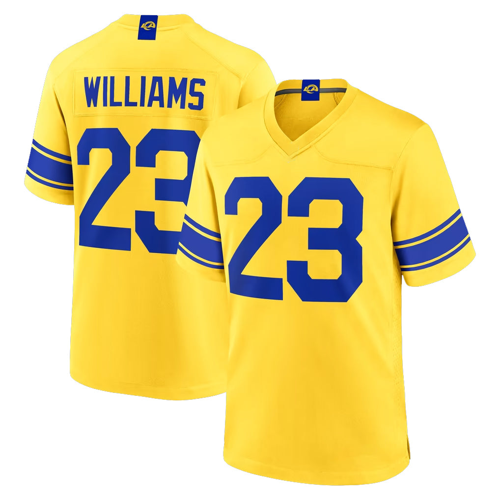 Yuxns LA.Rams #23 Kyren Williams Player Gold Classic Sol Home Game Stitched Jerseys