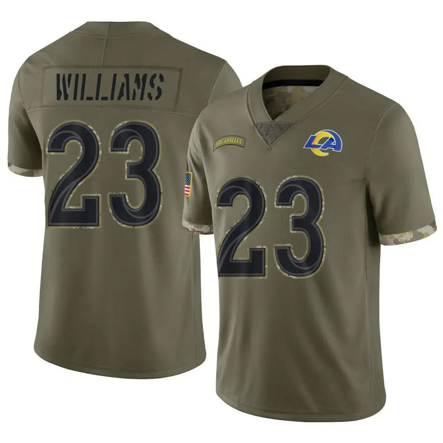 Pkot LA.Rams #23 Kyren Williams Player Salute To Service Olive Stitched Jerseys