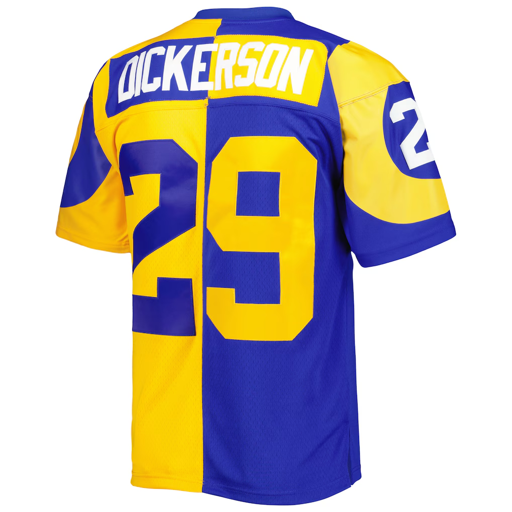Yuxns  LA.Rams #29 Eric Dickerson Mitchell & Ness RoyalGold 1984 Split Legacy Replica Stitched Jerseys