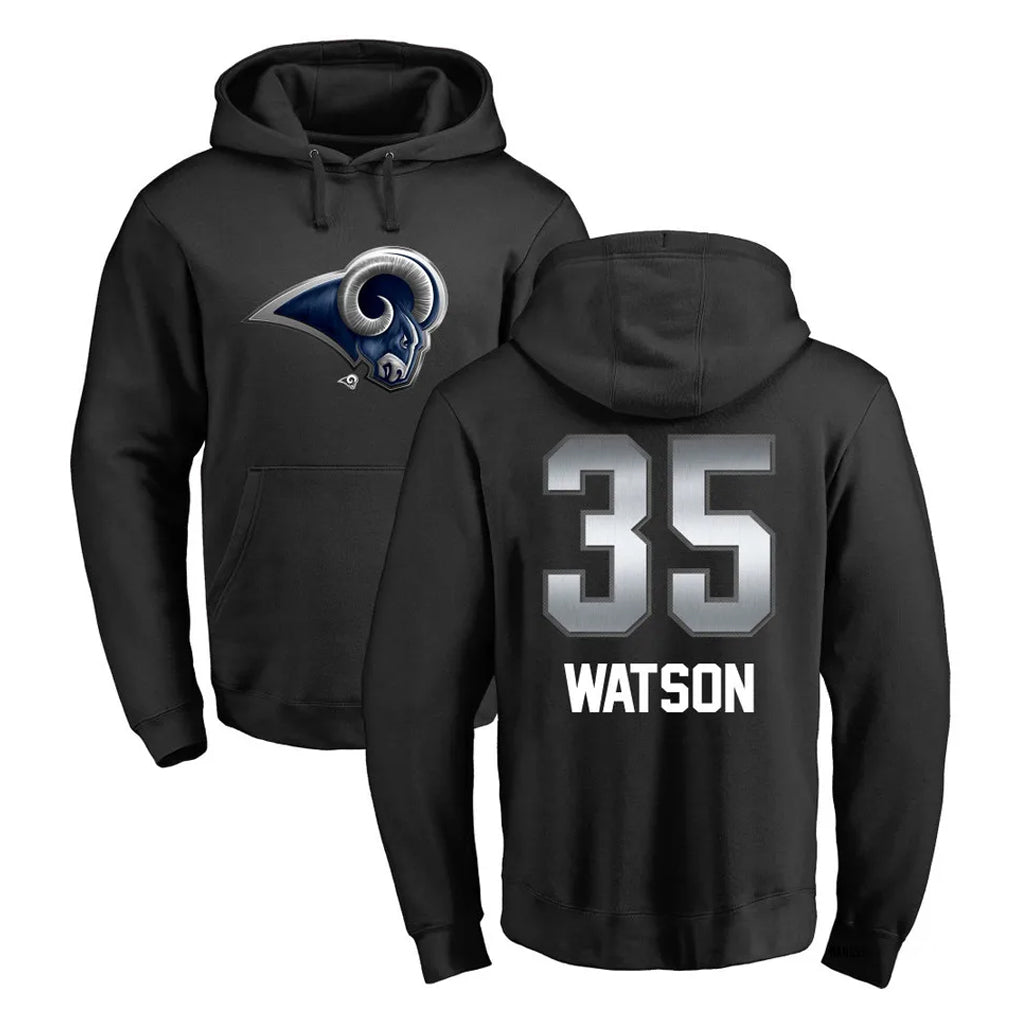 Yuxns LA.Rams #35 Jaylen Watson Player Black Pullover Hoodie Limited Game Stitched Jerseys