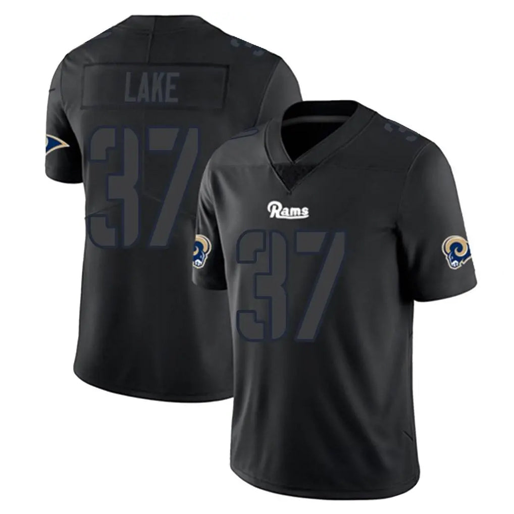 Yuxns LA.Rams #37 Quentin Lake Player Black Impact Limited Home Game Stitched Jerseys