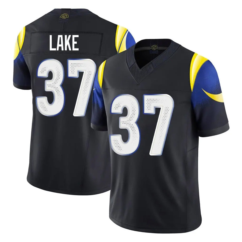 Yuxns LA.Rams #37 Quentin Lake Player Black Midnight Rivalries Collection Limited Home Game Stitched Jerseys