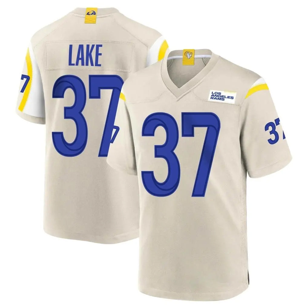 Yuxns LA.Rams #37 Quentin Lake Player Bone Home Game Stitched Jerseys