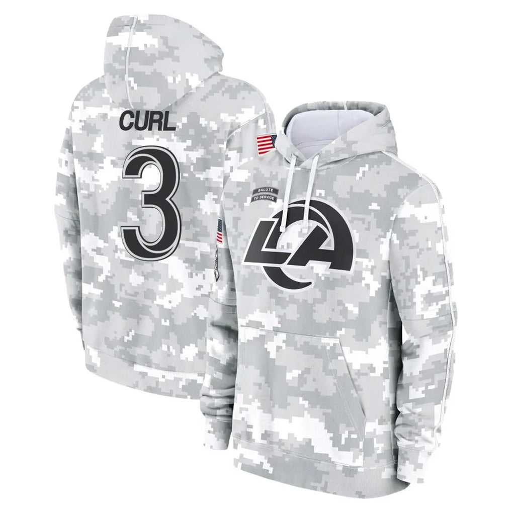 Yuxns LA.Rams #3 Kam Curl Player Arctic Camo Salute to Service Hoodies Limited Game Stitched Jerseys