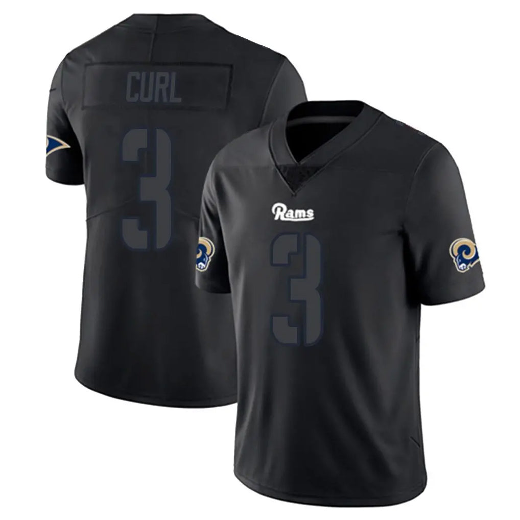 Yuxns LA.Rams #3 Kam Curl Player Black Impact Limited Home Game Stitched Jerseys