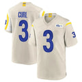 Yuxns LA.Rams #3 Kam Curl Player Bone Home Game Stitched Jerseys