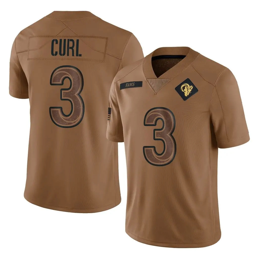 Yuxns LA.Rams #3 Kam Curl Player Brown Salute To Service Limited Stitched Jerseys