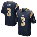 Yuxns LA.Rams #3 Kam Curl Player Navy Home Game Stitched Jerseys