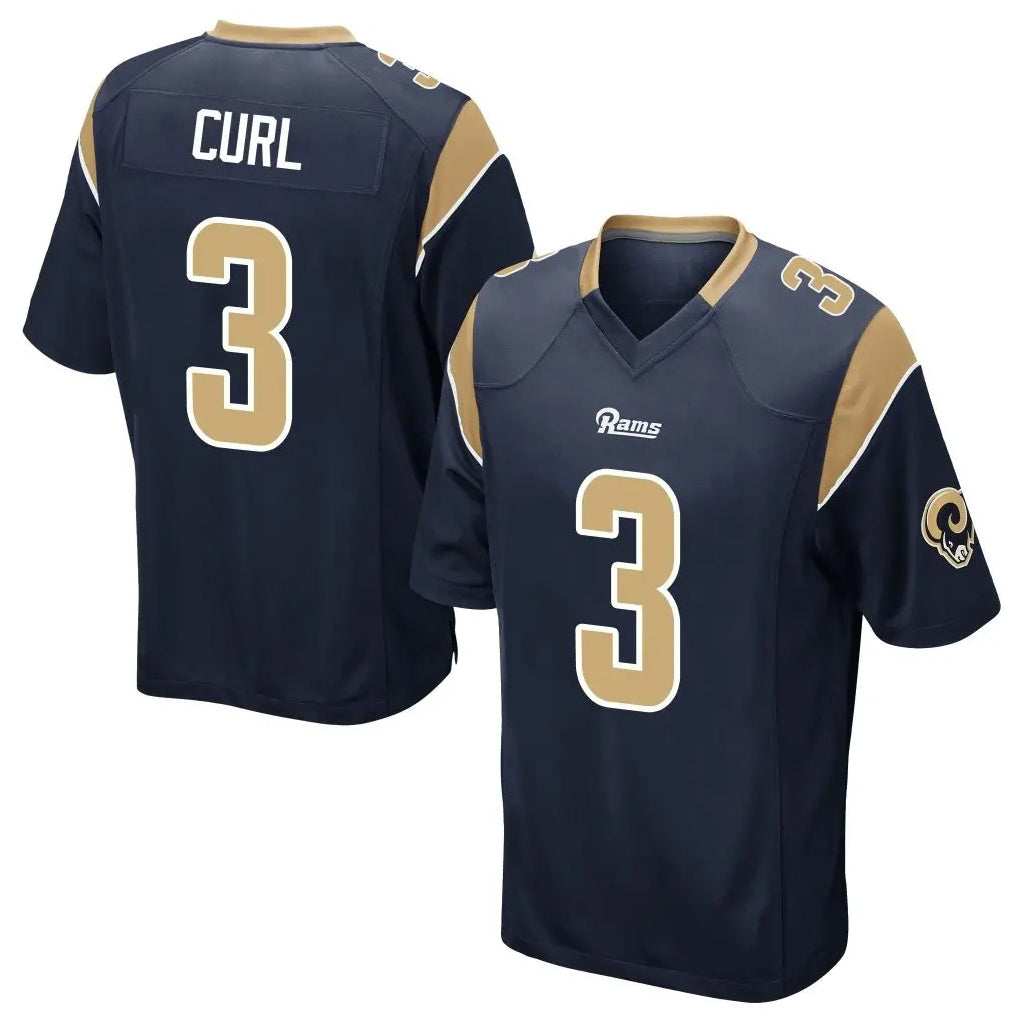 Yuxns LA.Rams #3 Kam Curl Player Navy Home Game Stitched Jerseys
