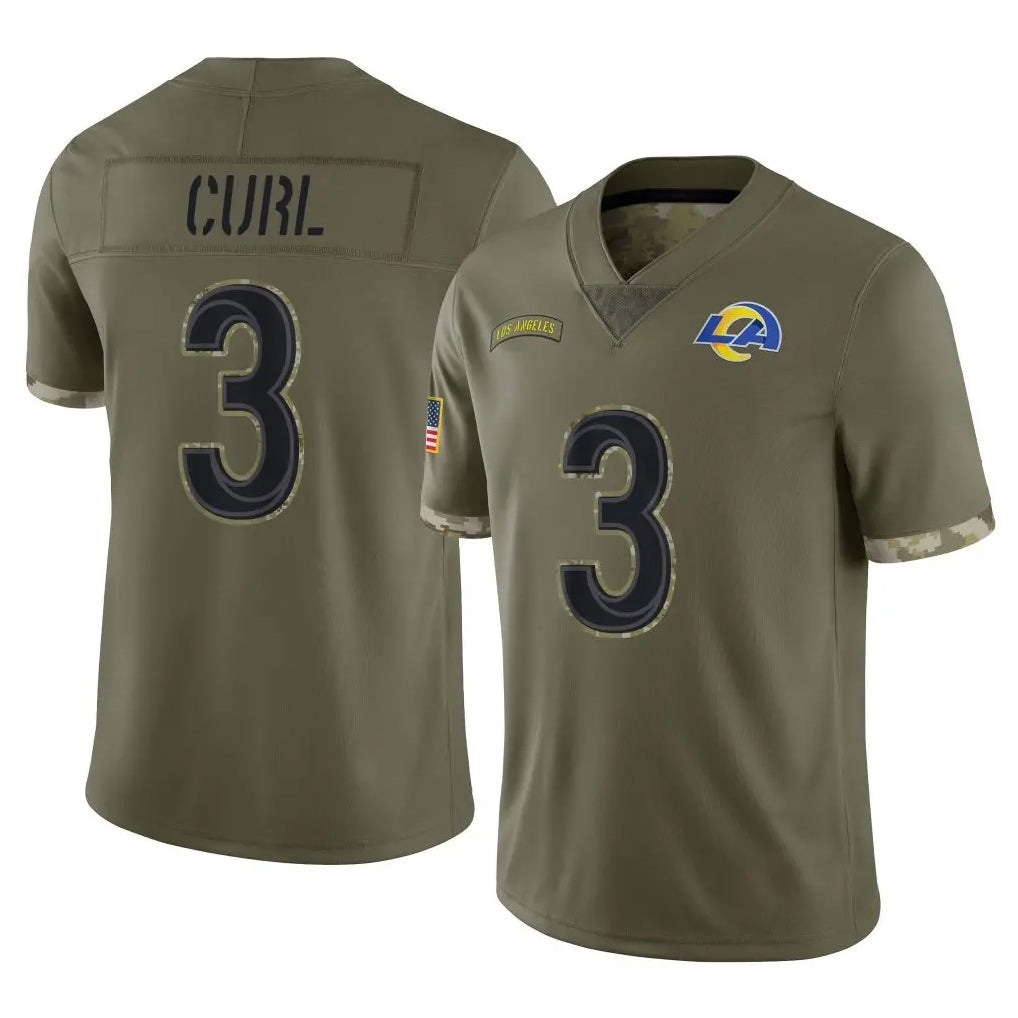 Yuxns LA.Rams #3 Kam Curl Player Olive Salute To Service Limited Stitched Jerseys