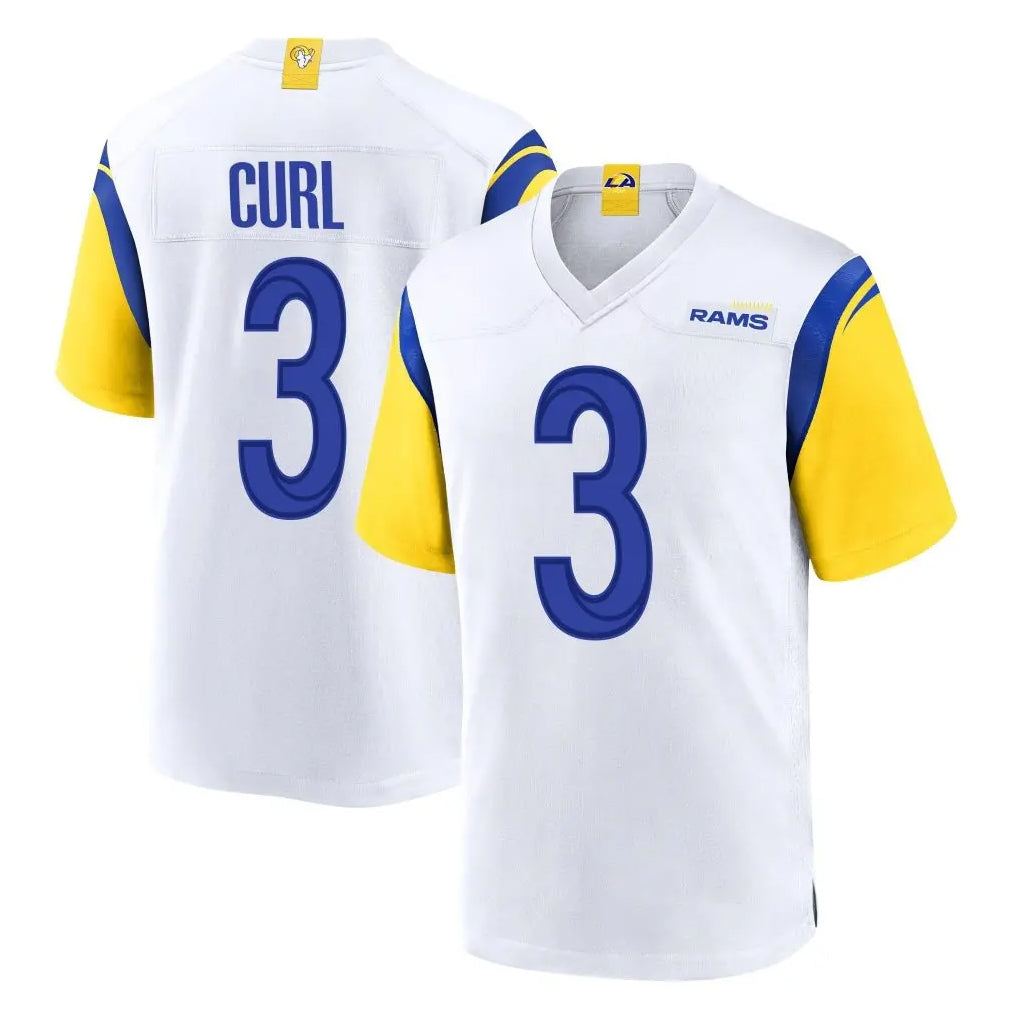 Yuxns LA.Rams #3 Kam Curl Player White Home Game Stitched Jerseys