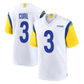 Yuxns LA.Rams #3 Kam Curl Player White Home Game Stitched Jerseys