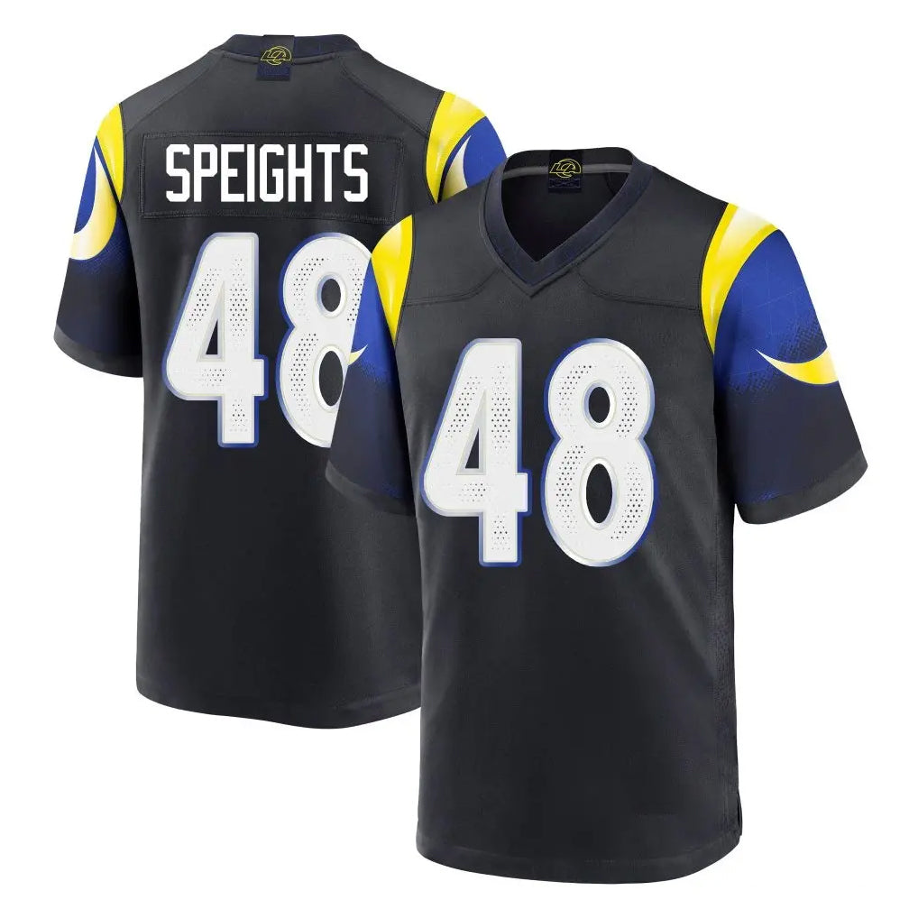 Yuxns LA.Rams #48 Omar Speights Player Black Midnight Rivalries Collection Home Game Stitched Jerseys