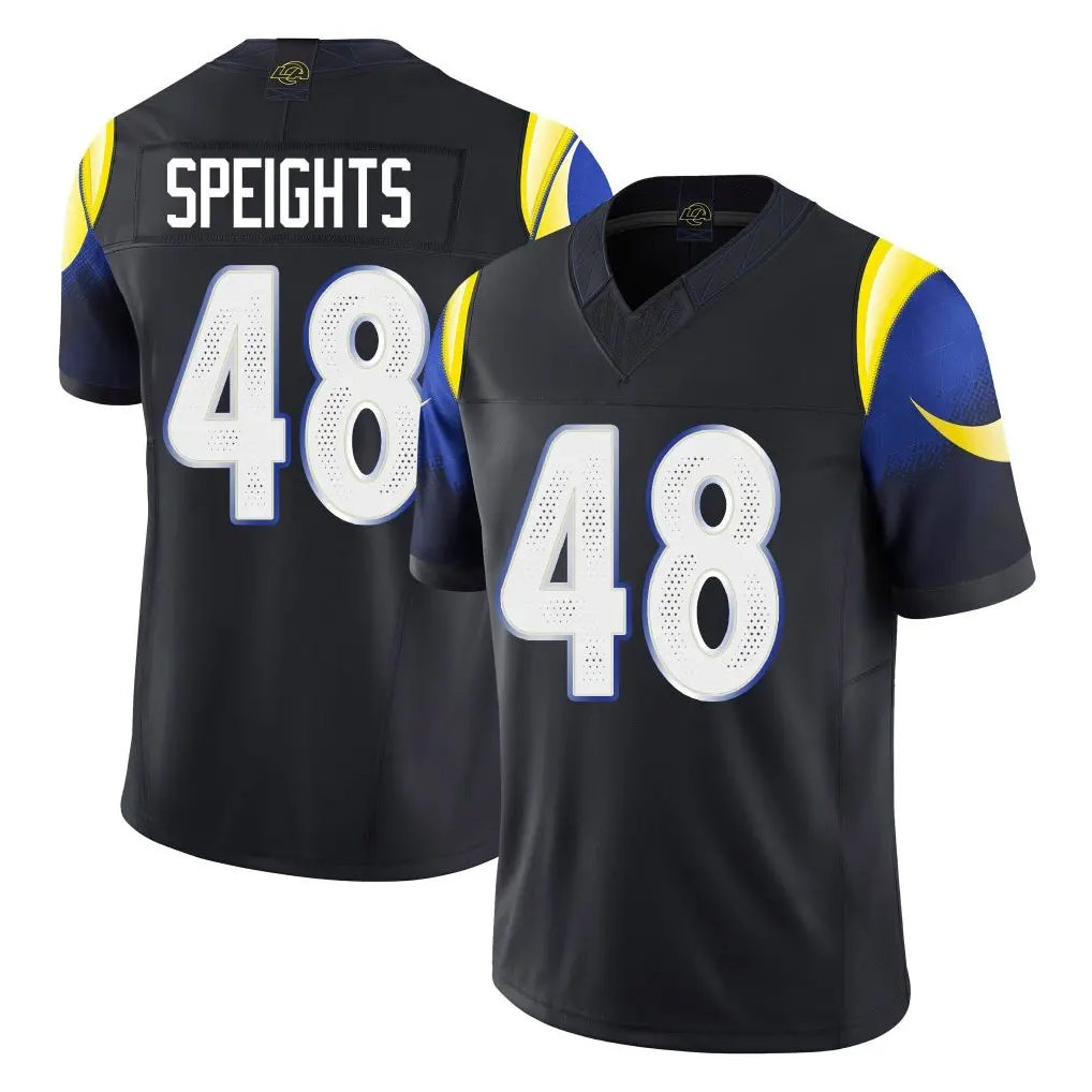 Yuxns LA.Rams #48 Omar Speights Player Black Midnight Rivalries Collection Limited Home Game Stitched Jerseys