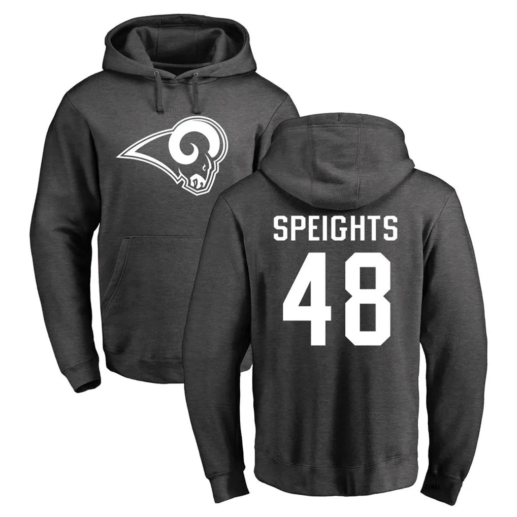 Yuxns LA.Rams #48 Omar Speights Player Gray Pullover Hoodie Limited Game Stitched Jerseys