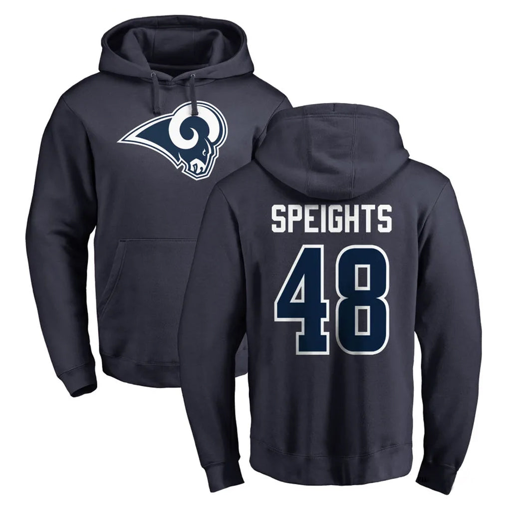 Yuxns LA.Rams #48 Omar Speights Player Navy Pullover Hoodie Limited Game Stitched Jerseys
