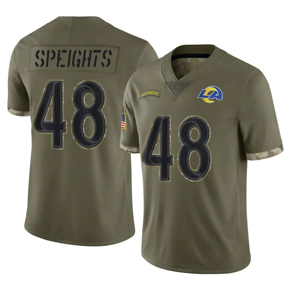 Yuxns LA.Rams #48 Omar Speights Player Olive Salute To Service Limited Stitched Jerseys