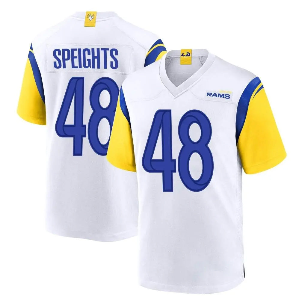 Yuxns LA.Rams #48 Omar Speights Player White Home Game Stitched Jerseys