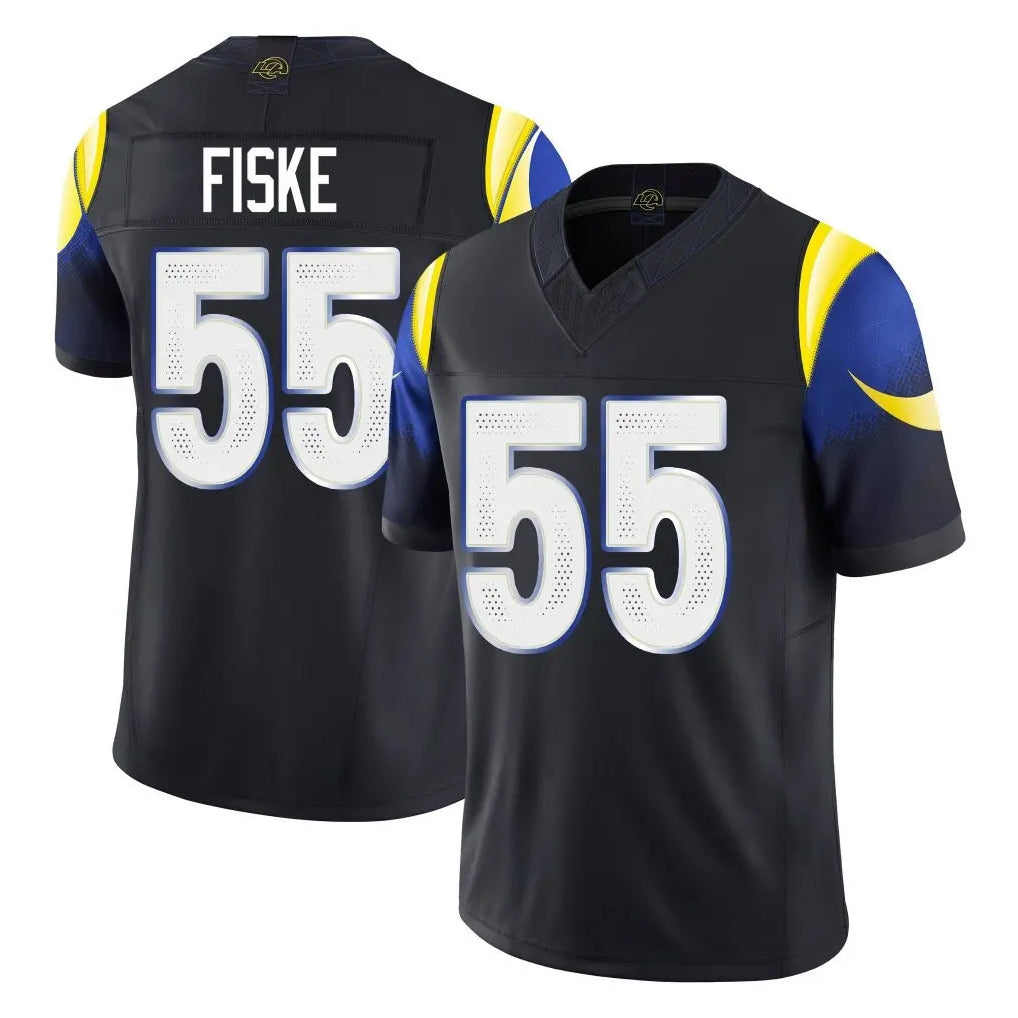 Yuxns LA.Rams #55 Braden Fiske Player Black Midnight Rivalries Collection Limited Home Game Stitched Jerseys