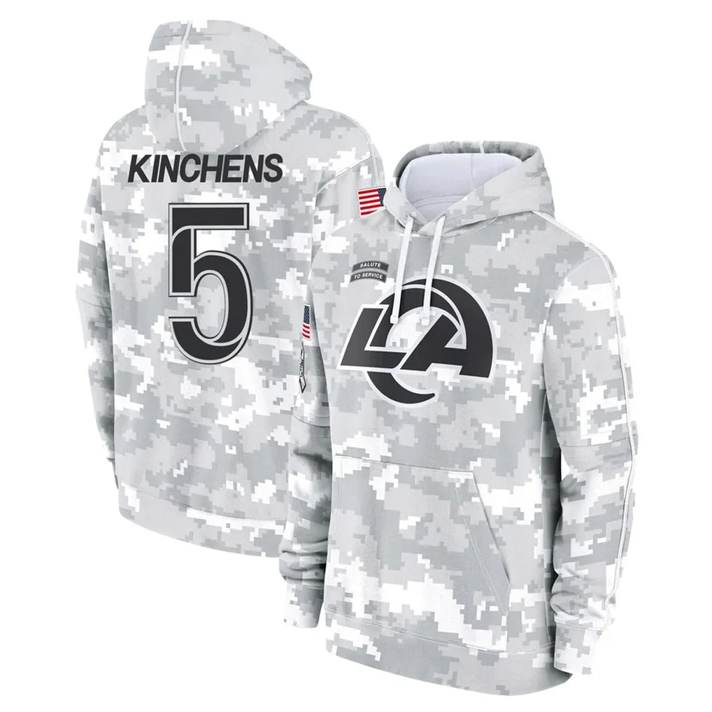 Yuxns LA.Rams #5 Kamren Kinchens Player Arctic Camo Salute to Service Hoodies Limited Game Stitched Jerseys