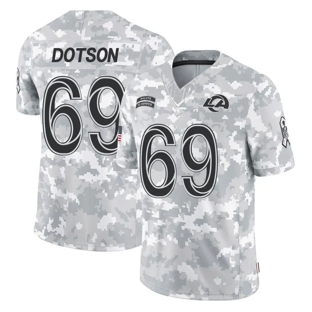 Yuxns LA.Rams #69 Kevin Dotson Player Arctic Camo Salute To Service Limited Game Stitched Jerseys