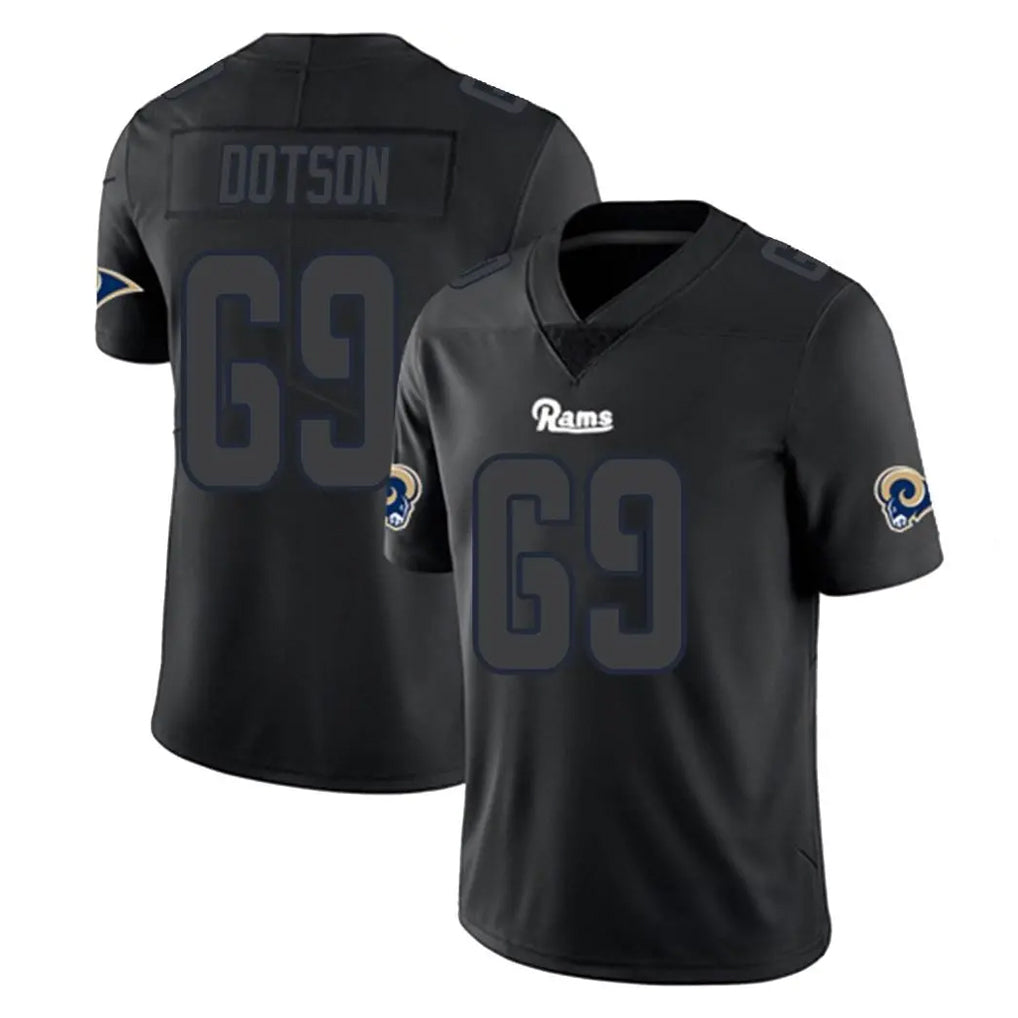 Yuxns LA.Rams #69 Kevin Dotson Player Black Impact Limited Home Game Stitched Jerseys