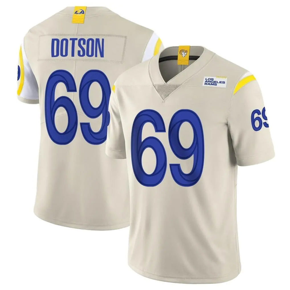 Yuxns LA.Rams #69 Kevin Dotson Player Bone Limited Vapor Home Game Stitched Jerseys