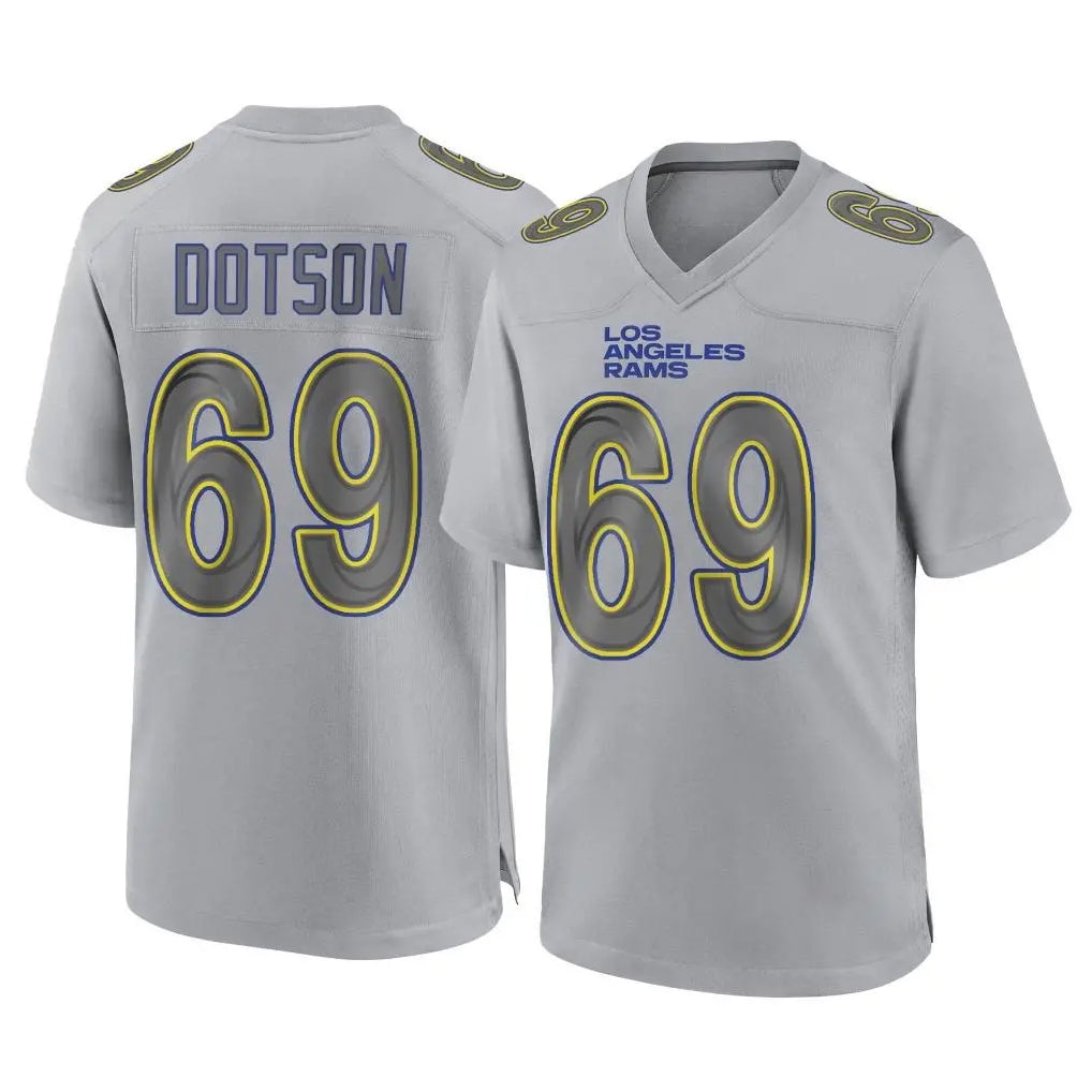 Yuxns LA.Rams #69 Kevin Dotson Player Gray Atmosphere Fashion Home Game Stitched Jerseys