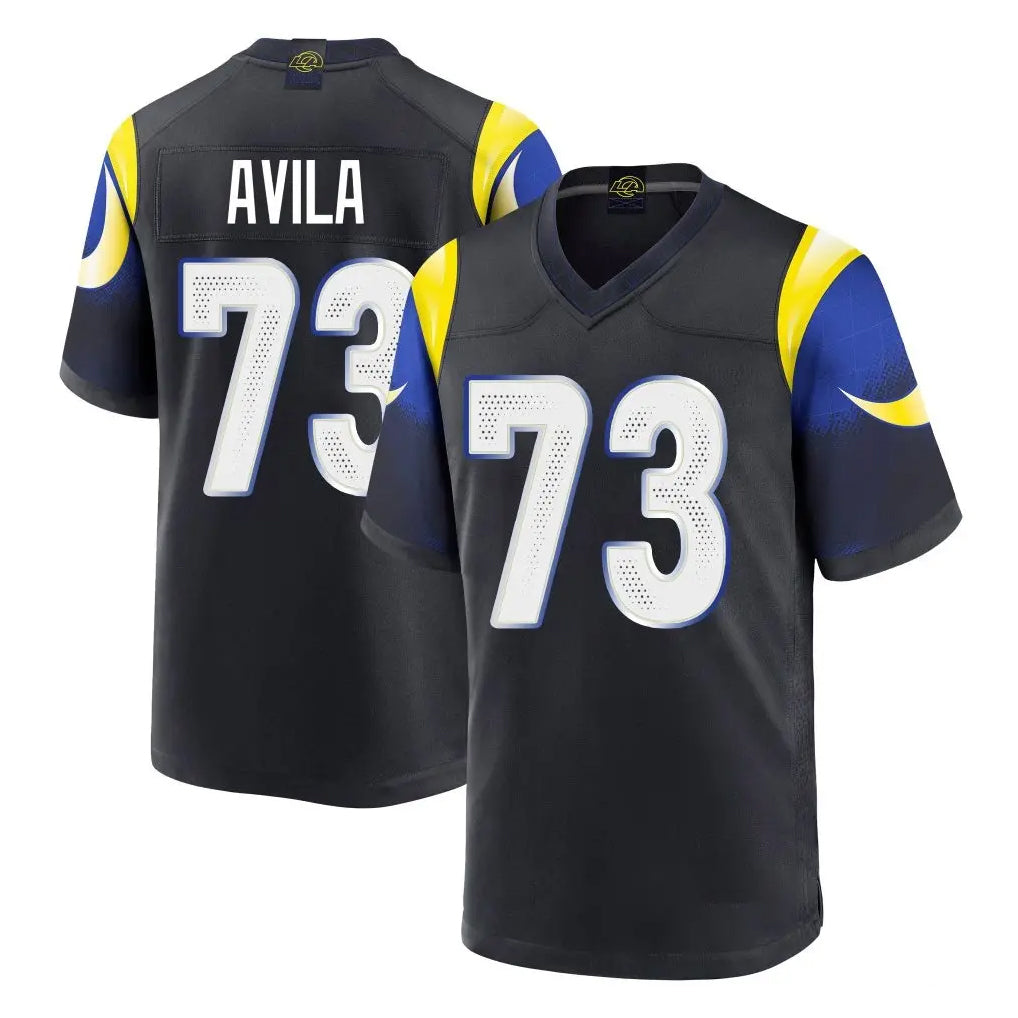 Yuxns LA.Rams #73 Steve Avila Player Black Midnight Rivalries Collection Home Game Stitched Jerseys