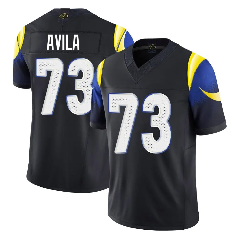 Yuxns LA.Rams #73 Steve Avila Player Black Midnight Rivalries Collection Limited Home Game Stitched Jerseys