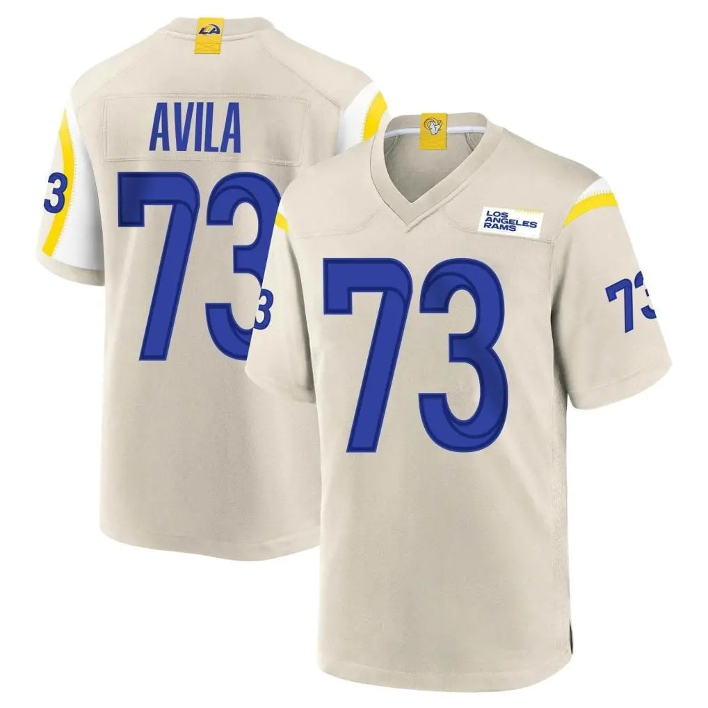 Yuxns LA.Rams #73 Steve Avila Player Bone Home Game Stitched Jerseys