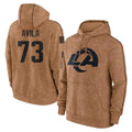 Yuxns LA.Rams #73 Steve Avila Player Brown Salute to Service Hoodies Limited Game Stitched Jerseys