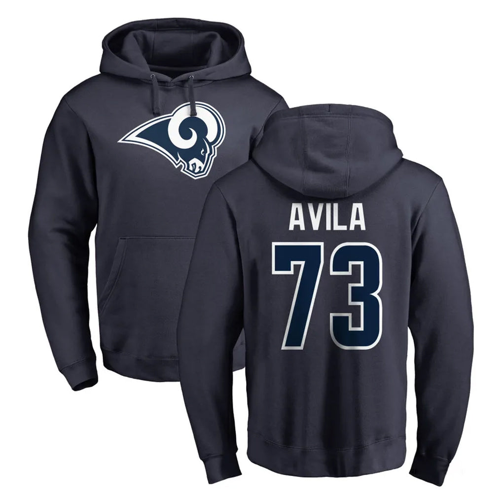 Yuxns LA.Rams #73 Steve Avila Player Navy Pullover Hoodie Limited Game Stitched Jerseys