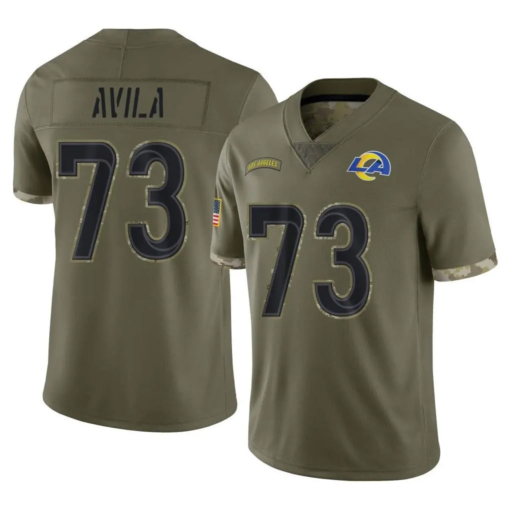 Yuxns LA.Rams #73 Steve Avila Player Olive Salute To Service Limited Stitched Jerseys