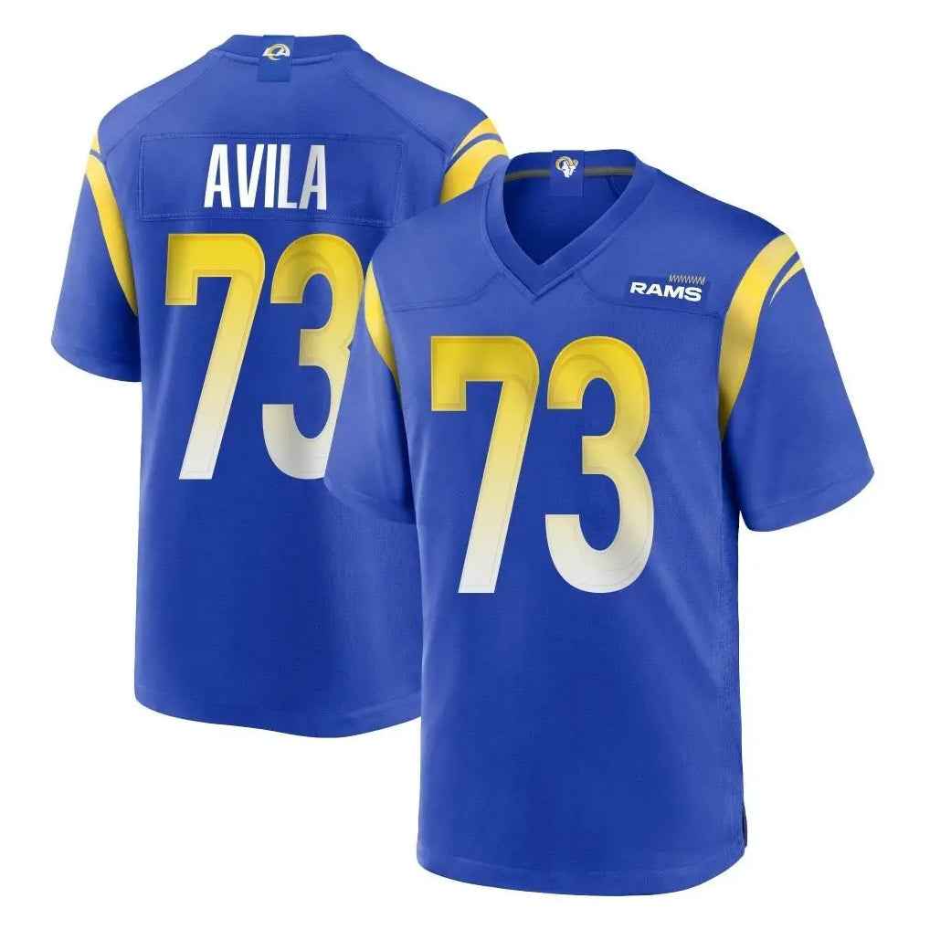 Yuxns LA.Rams #73 Steve Avila Player Royal Home Game Stitched Jerseys