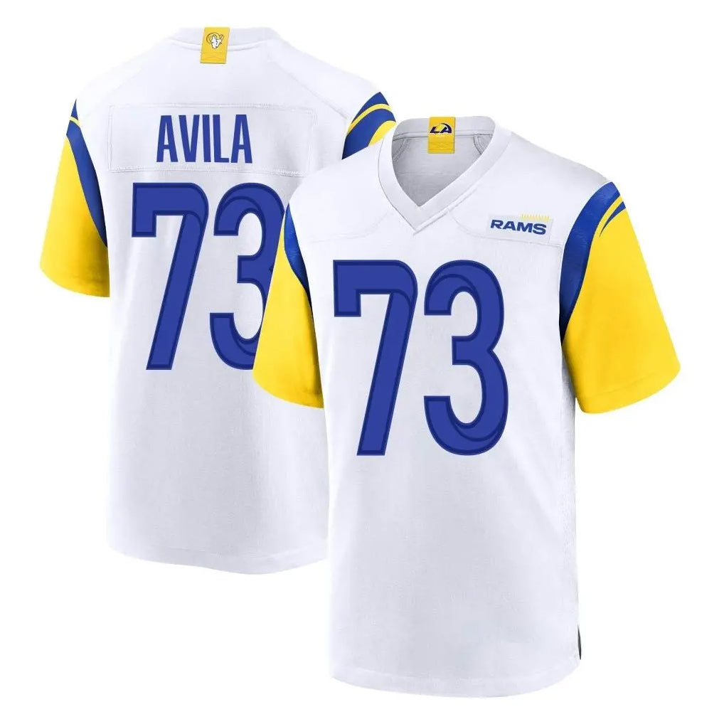 Yuxns LA.Rams #73 Steve Avila Player White Home Game Stitched Jerseys